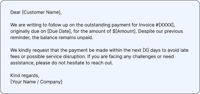 Second Collection Letter Sample