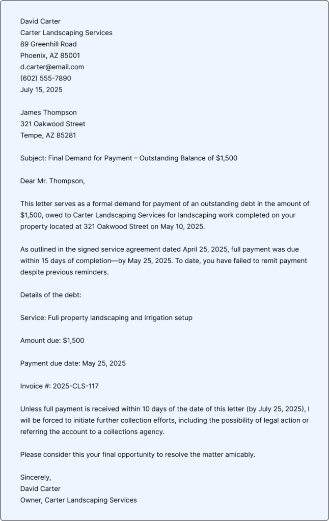 Demand Letter template