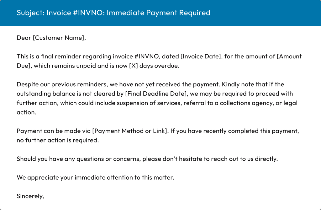 dunning letter format