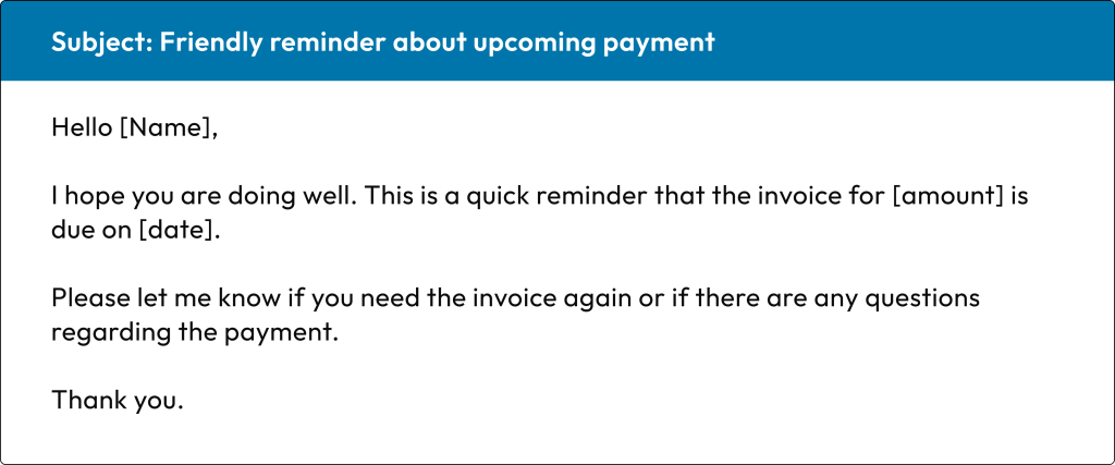 Payment Reminder Template -Friendly Email