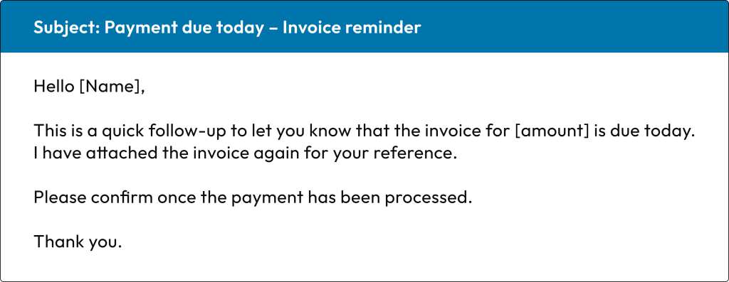 sample payment letter - Follow-Up Email