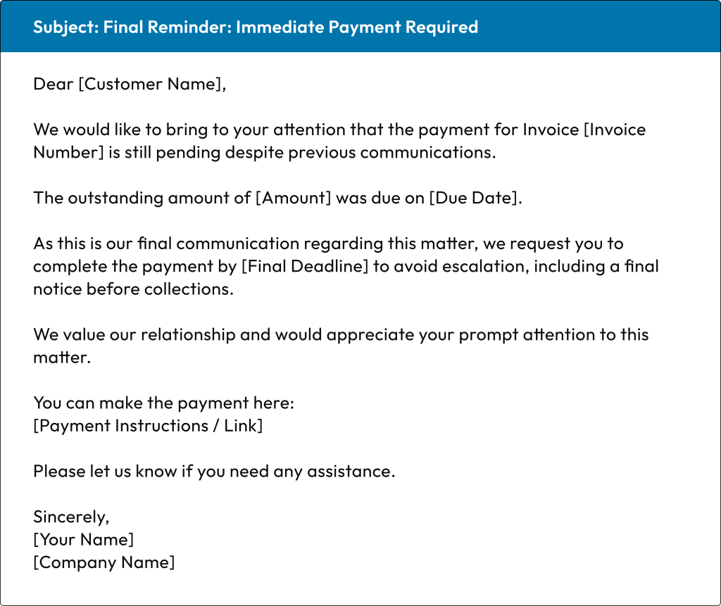 Final Collection Letter to Customer