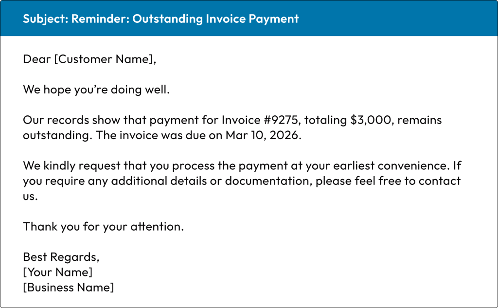 Letter Asking for Outstanding Payment