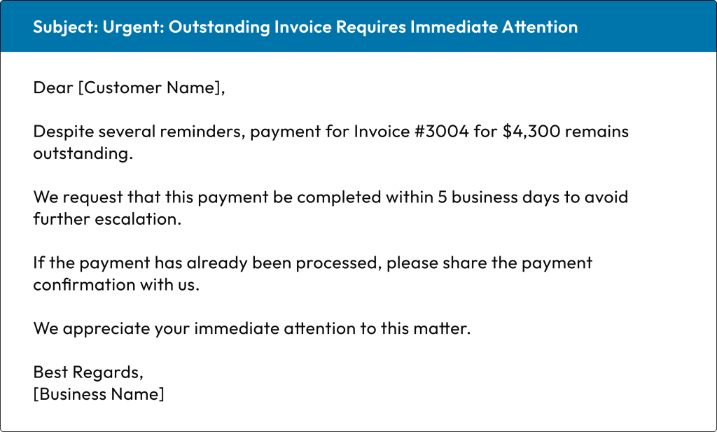 Outstanding Payment Firm Reminder Template