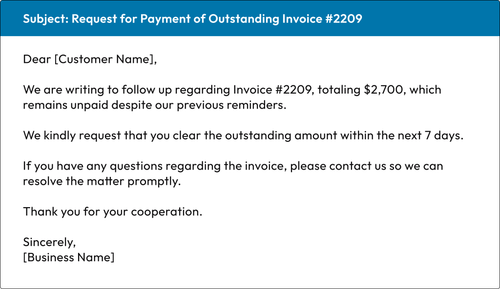 Outstanding Payment - Formal Request Template