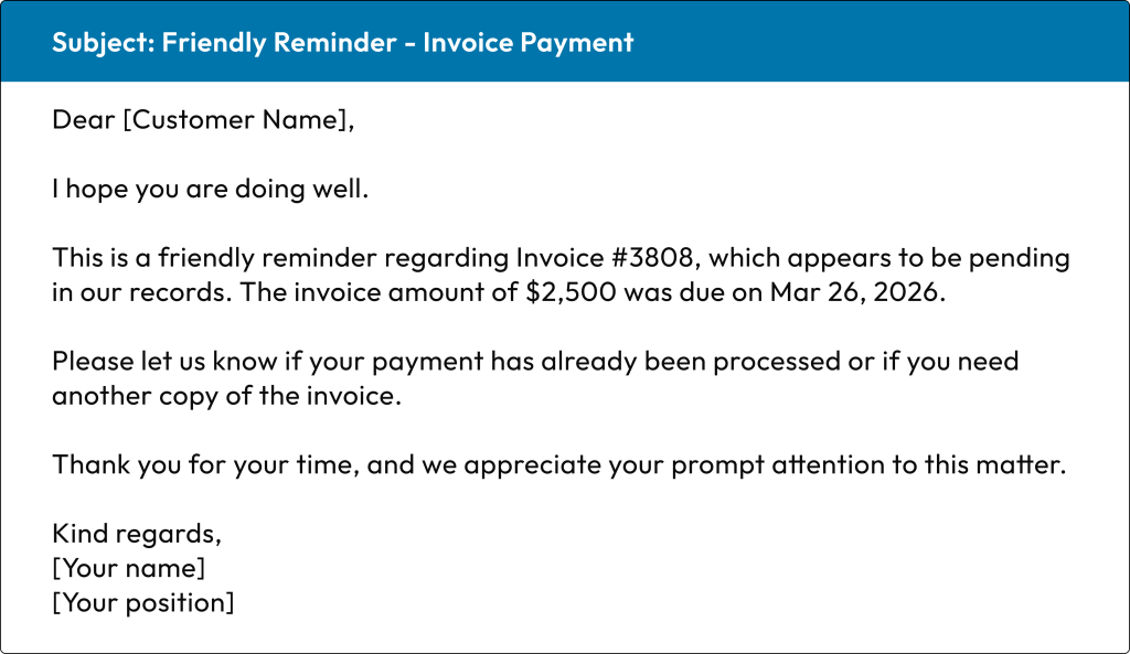 Outstanding Payment - Friendly Reminder Template